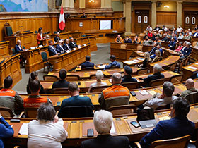 Imposante Kulisse an der diesjährigen Mitgliederversammlung: Der Nationalratssaal im Bundeshaus. width=280